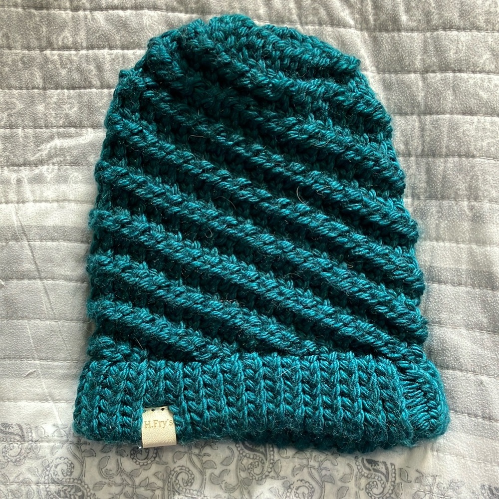 Handmade Teal Knitted Beanie